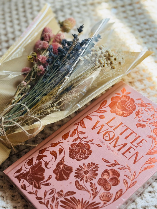 Little Women Classic Book Set with Dried Flower Bouquet